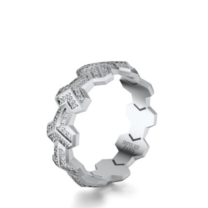 Bague en argent Yconique Pavé Impulsee Paris. pavé de diamants