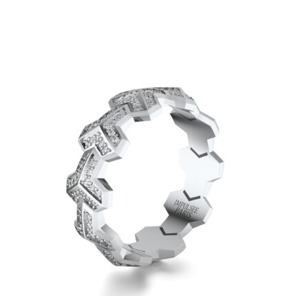 Bague en argent Yconique Pavé Impulsee Paris. Pavé de diamants