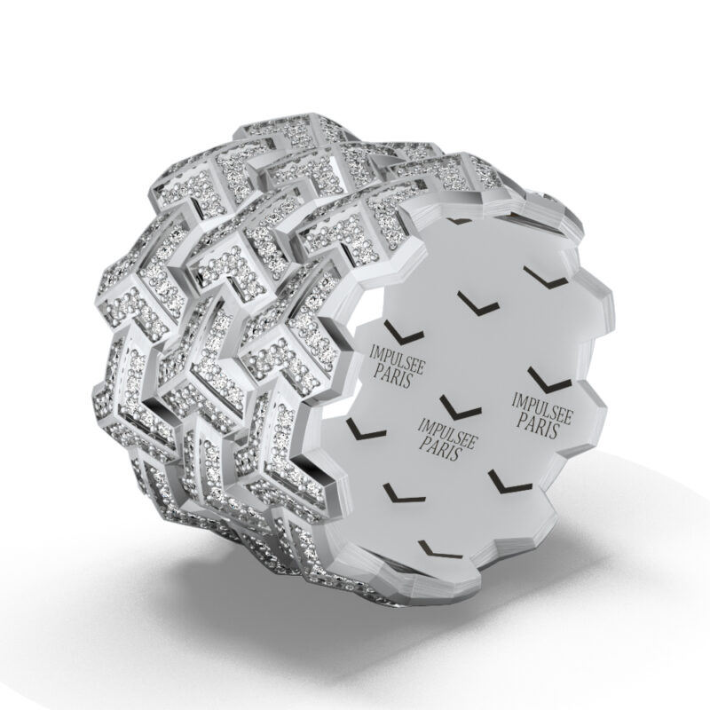 YconiqueTrinova Pavé Impulse Paris gümüş yüzük. Elmaslarla süslenmiş