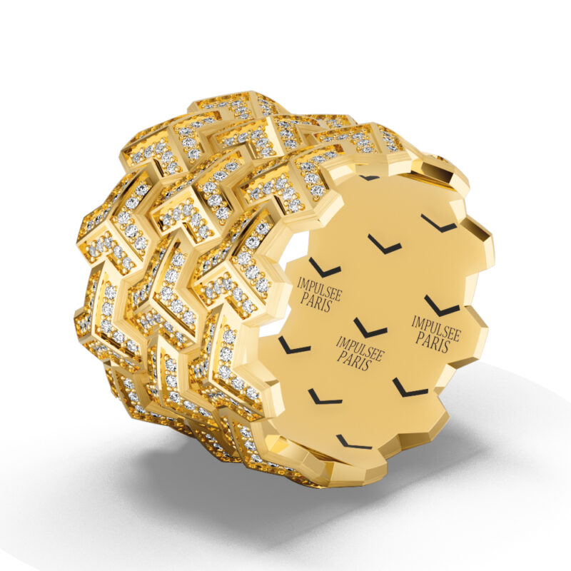 18 ayar altın YconiqueTrinova Pavé Impulse Paris yüzük. Elmaslarla süslenmiş