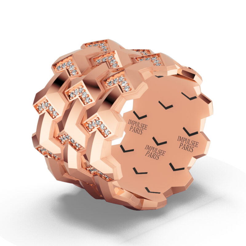 18-carat gold ring YconiqueTrinova Serti Impulse Paris. Set with diamonds