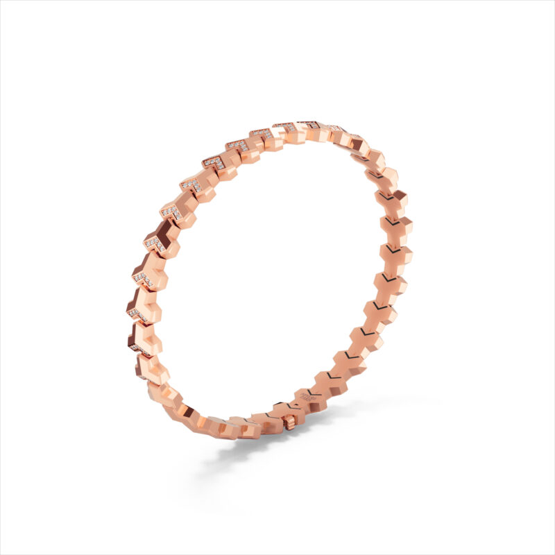 Bracelet en or 18 carats Yconique Serti Impulsee Paris. Serti de diamants